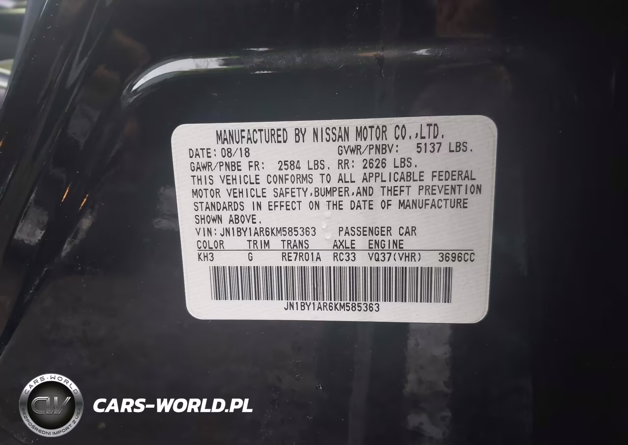 2019 Infiniti Q70 3.7X Luxe VIN:JN1BY1AR6KM585363 - 9