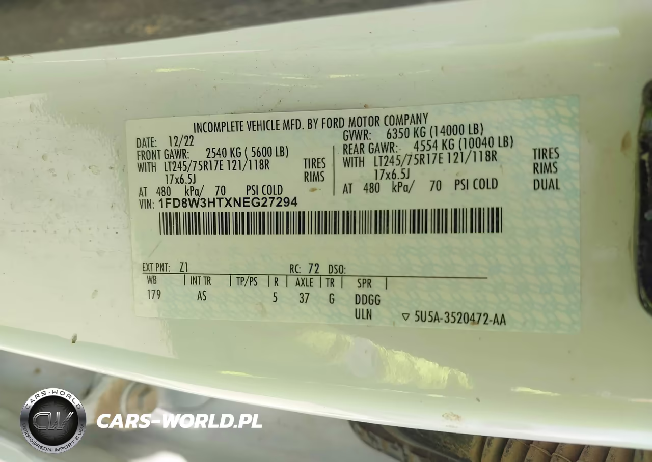 2022 Ford F-350 Chassis Xl VIN:1FD8W3HTXNEG27294 - 20