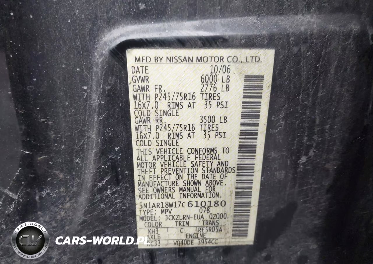 2007 Nissan Pathfinder S VIN:5N1AR18W17C610180 - 9