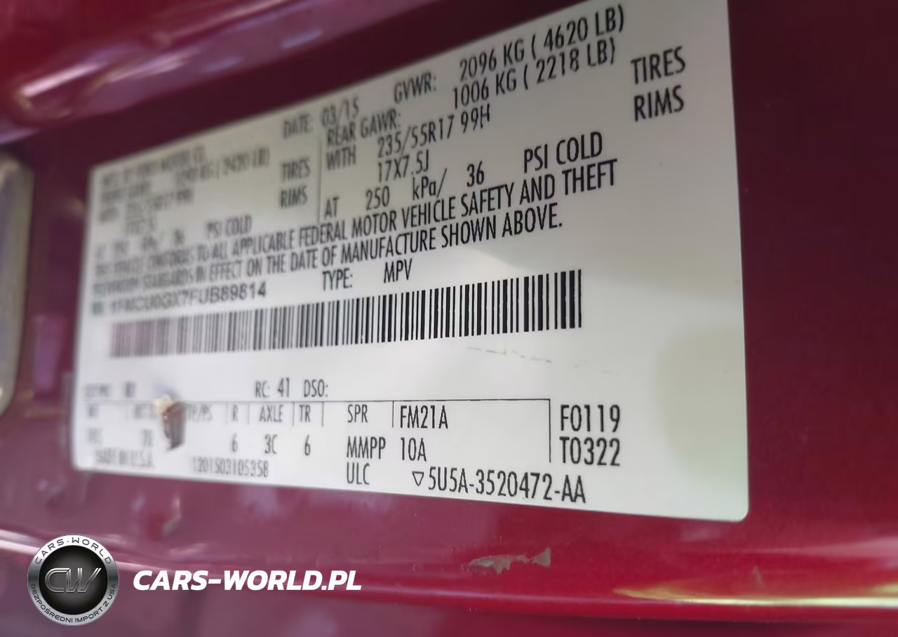 2015 Ford Escape Se VIN:1FMCU0GX7FUB89814 - 9