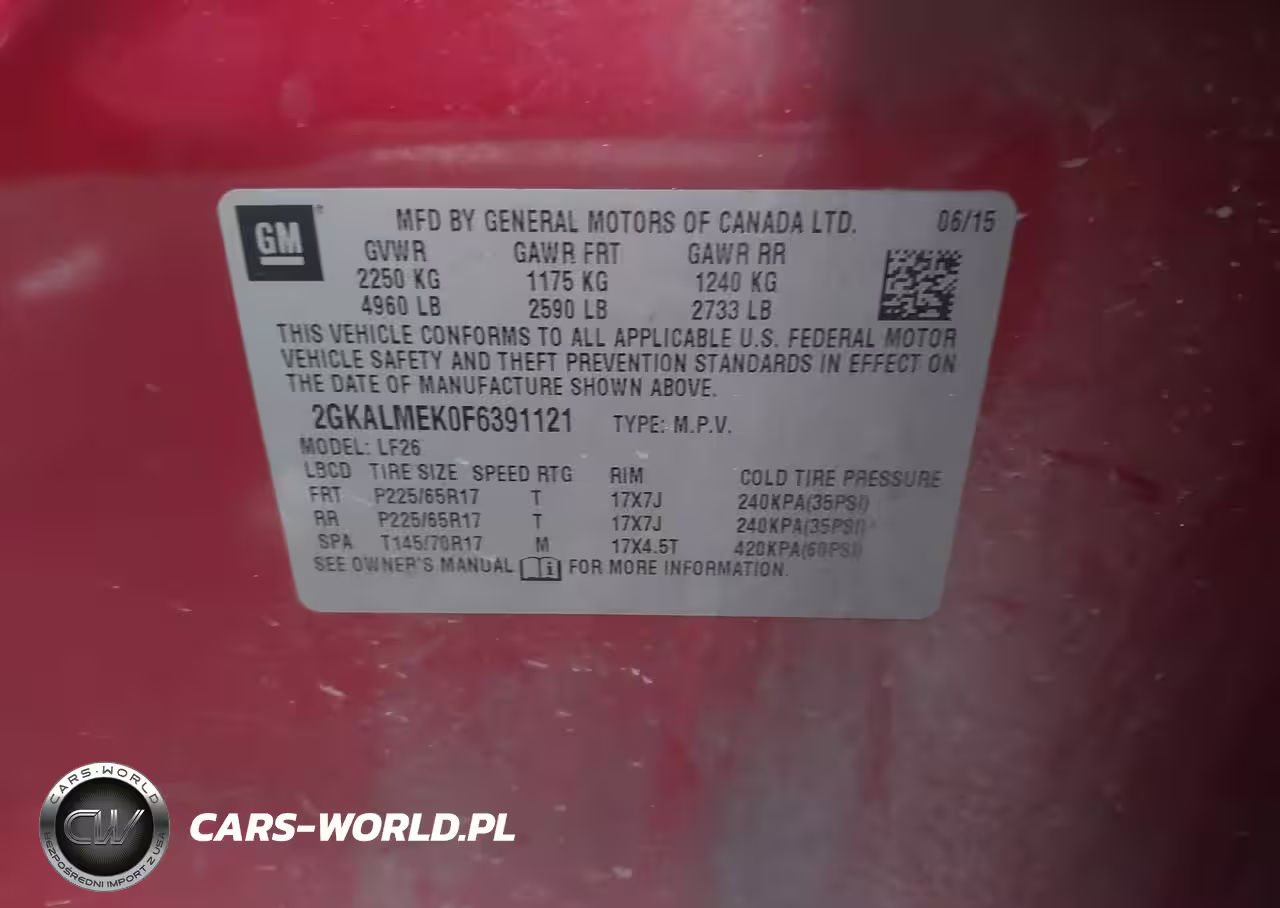 2015 GMC Terrain Sle-1 VIN:2GKALMEK0F6391121 - 9