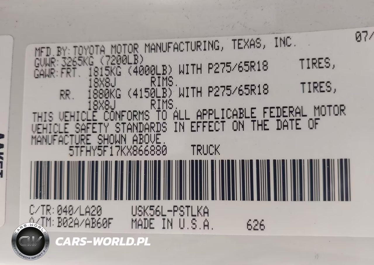 2019 Toyota Tundra Limited 5.7L V8 VIN:5TFHY5F17KX866880 - 9