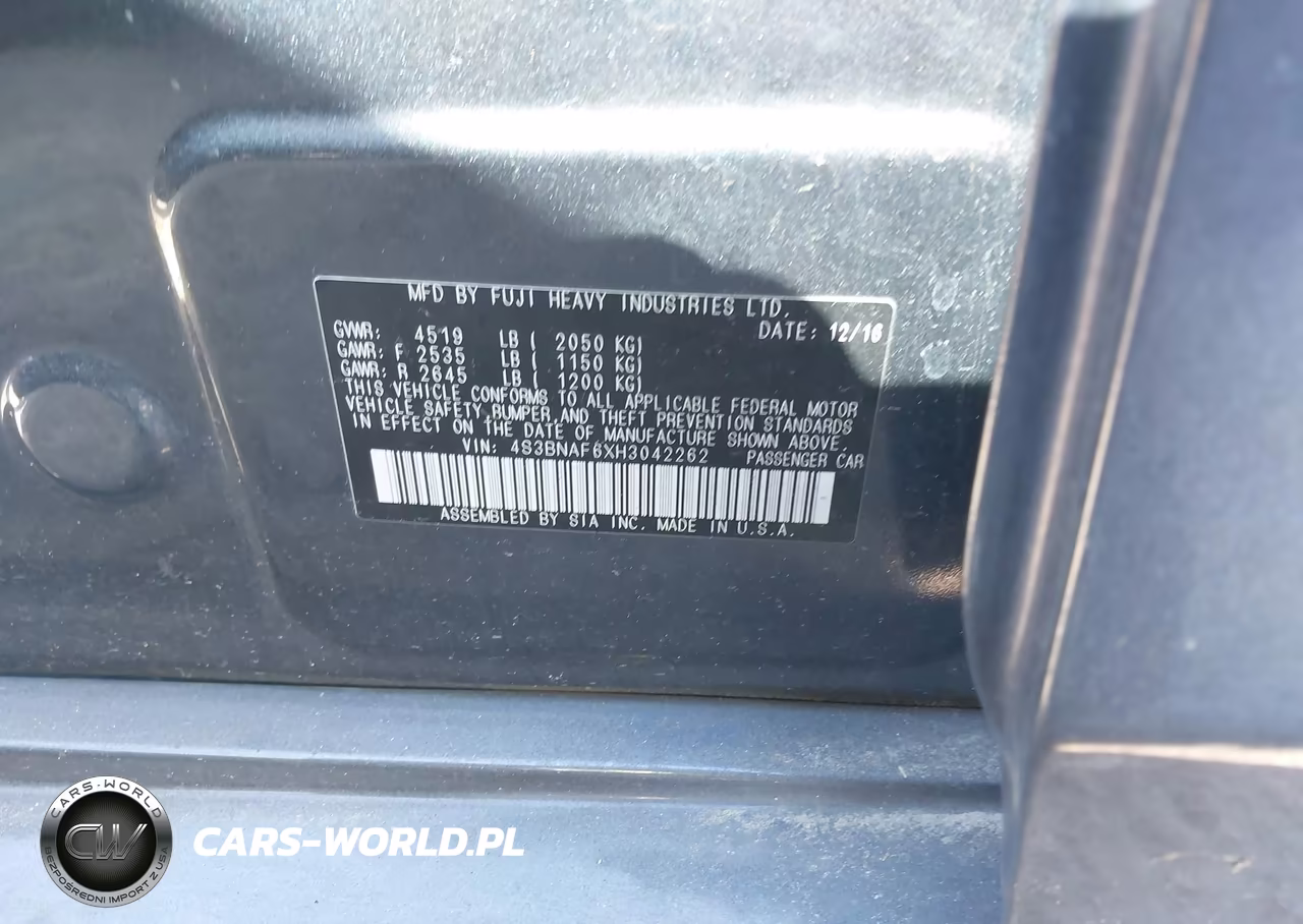 2017 Subaru Legacy 2.5I Premium VIN:4S3BNAF6XH3042262 - 9