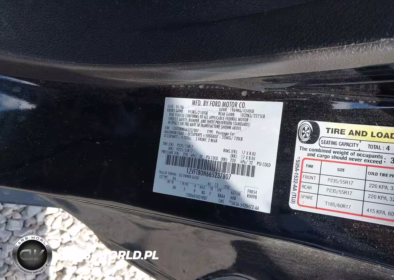 2006 Ford Mustang V6 VIN:1ZVFT80N665237807 - 9