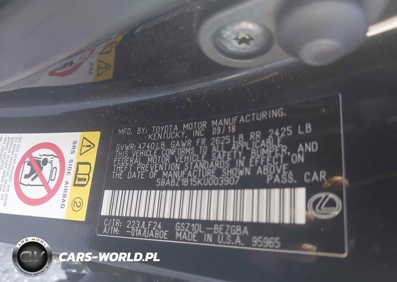 2019 Lexus Es 350 F Sport VIN:58ABZ1B15KU003907 - 9