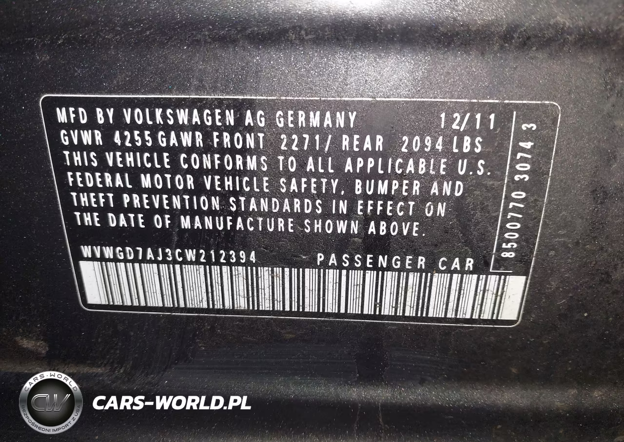 2012 Volkswagen Gti 4-Door VIN:WVWGD7AJ3CW212394 - 9