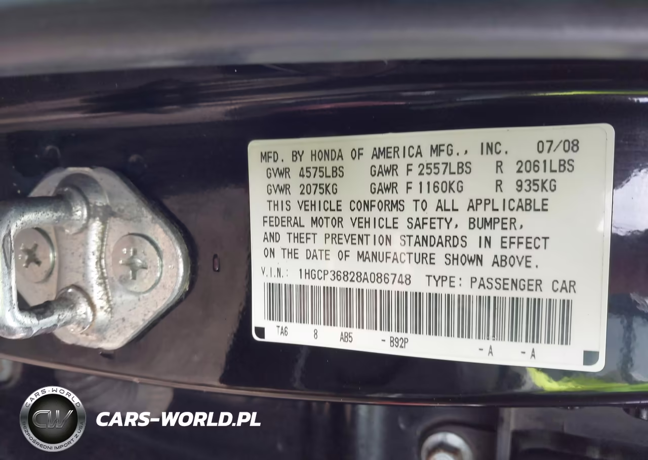 2008 Honda Accord 3.5 Ex-L VIN:1HGCP36828A086748 - 9