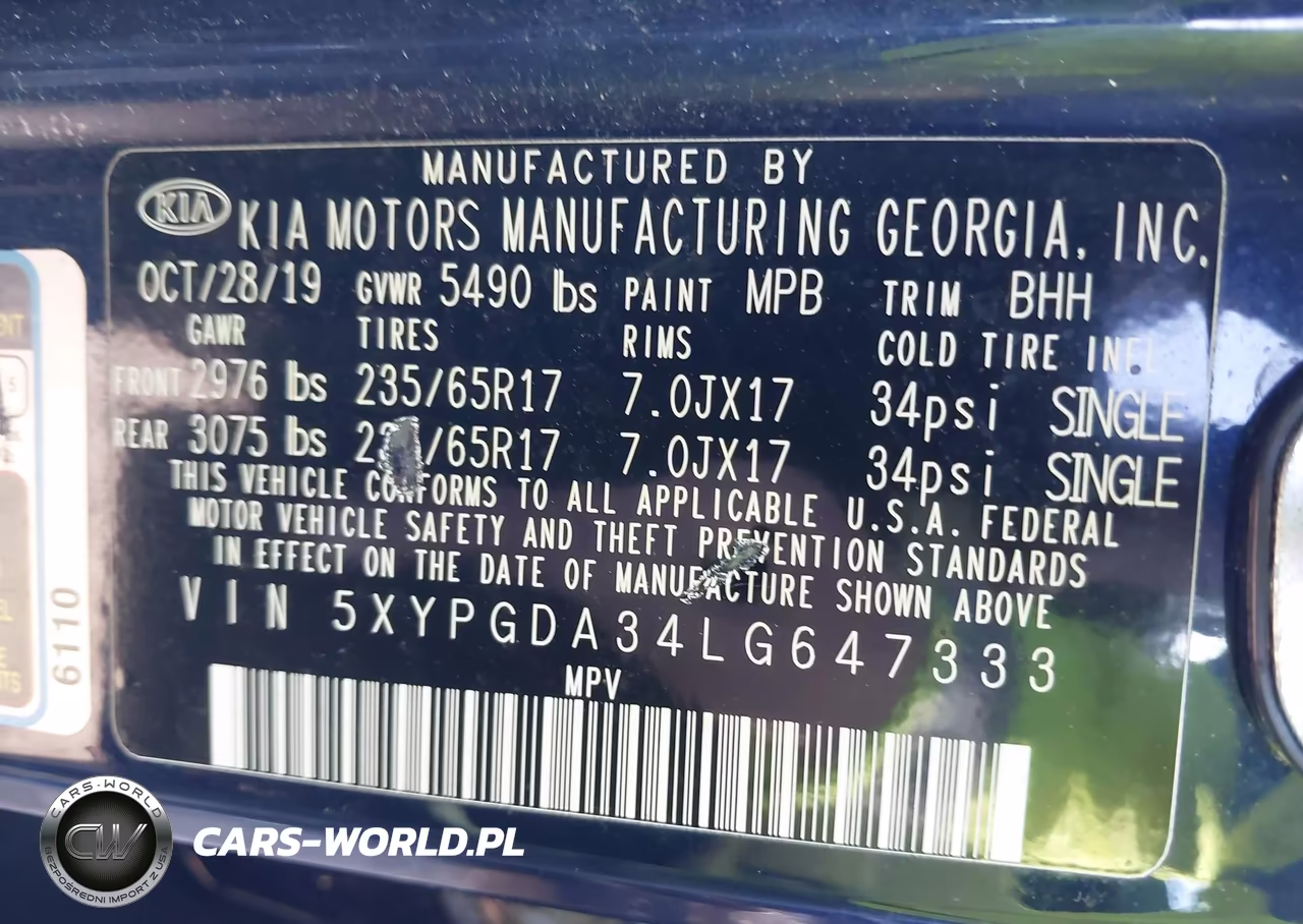 2020 Kia Sorento 2.4L Lx VIN:5XYPGDA34LG647333 - 9