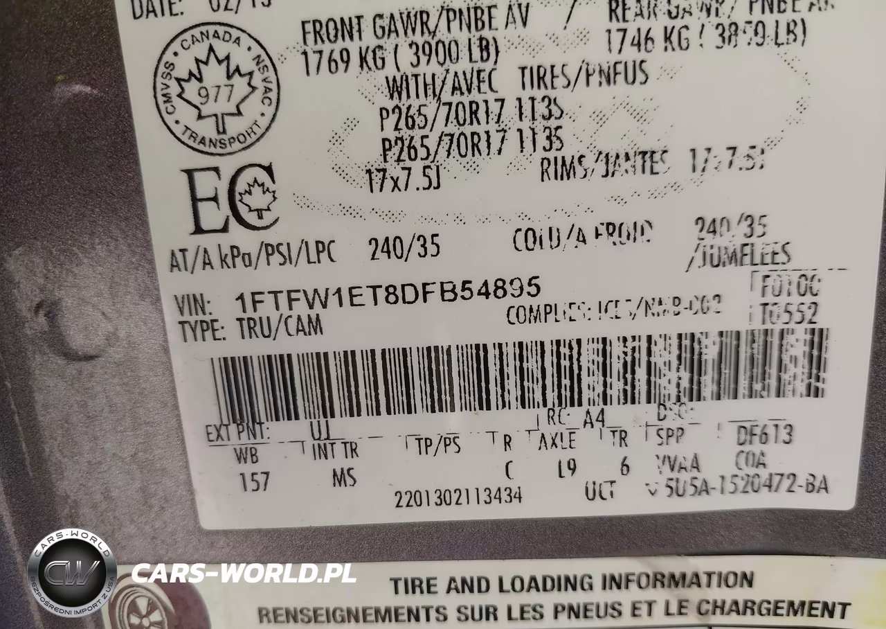 2013 Ford F-150 Xlt VIN:1FTFW1ET8DFB54895 - 9