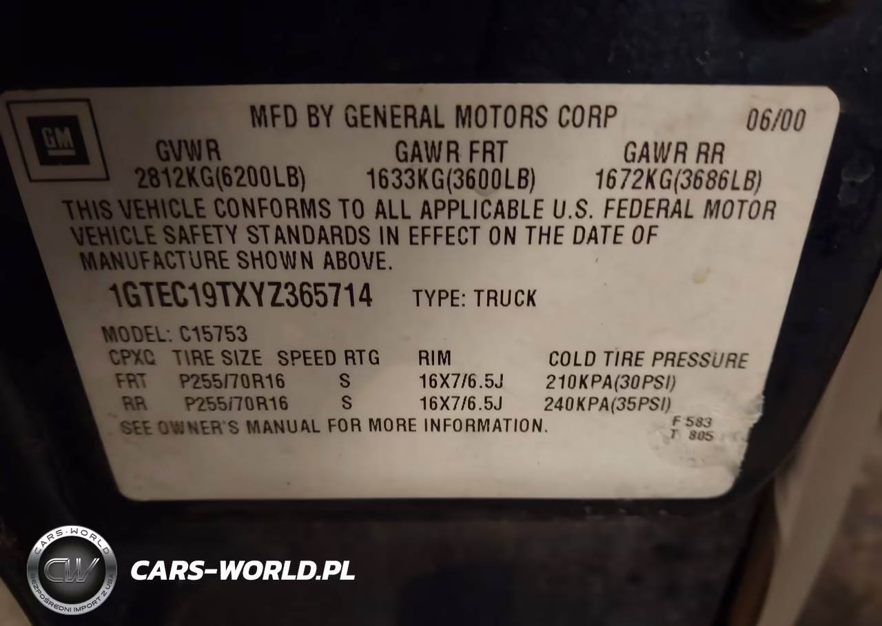 2000 GMC Sierra 1500 Sle VIN:1GTEC19TXYZ365714 - 9