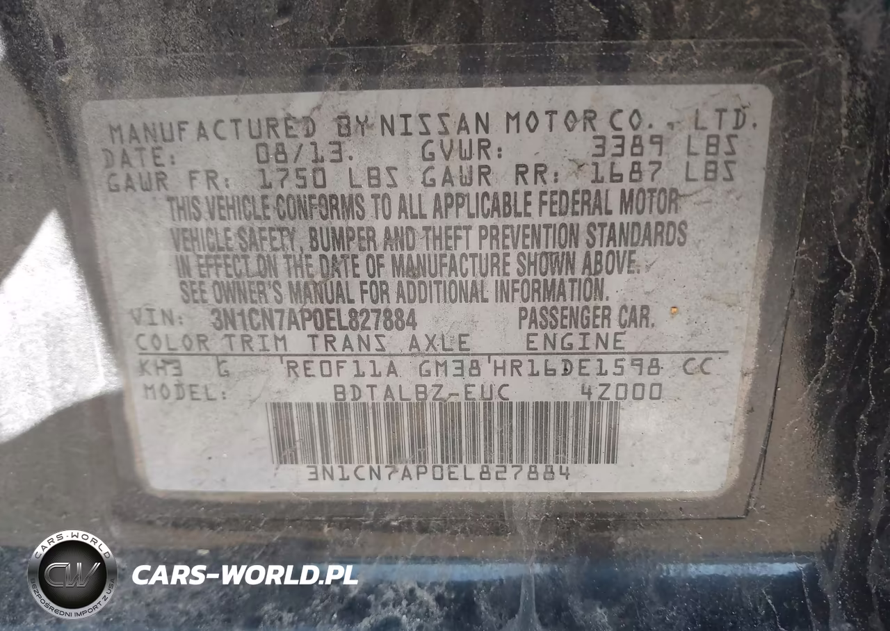 2014 Nissan Versa 1.6 Sv VIN:3N1CN7AP0EL827884 - 9