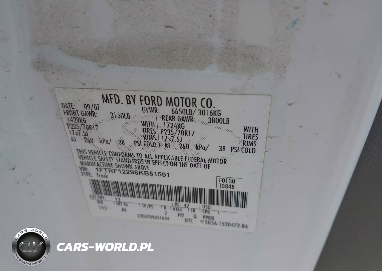 2008 Ford F-150 Stx-Xl-Xlt VIN:1FTRF12298KB51591 - 9