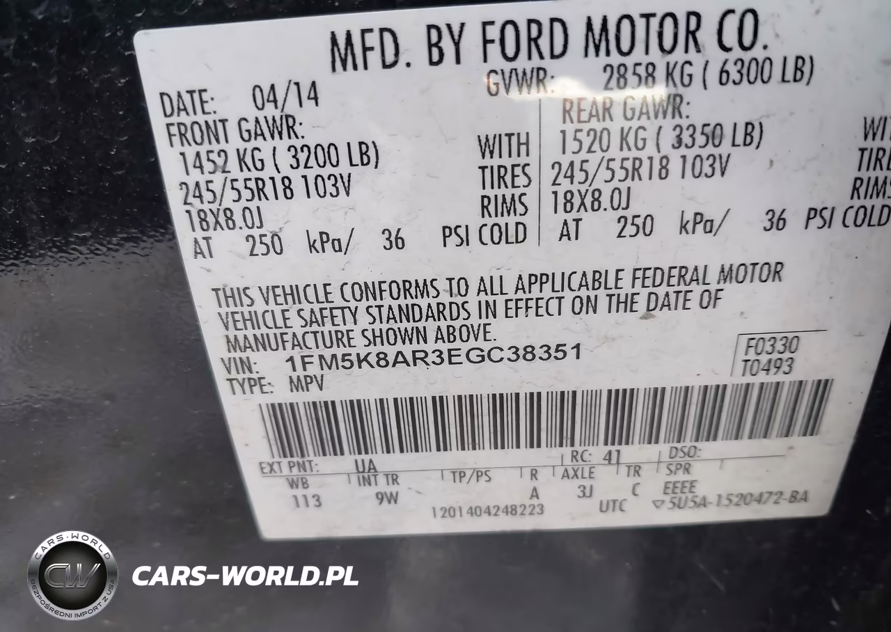 2014 Ford Police Interceptor VIN:1FM5K8AR3EGC38351 - 9