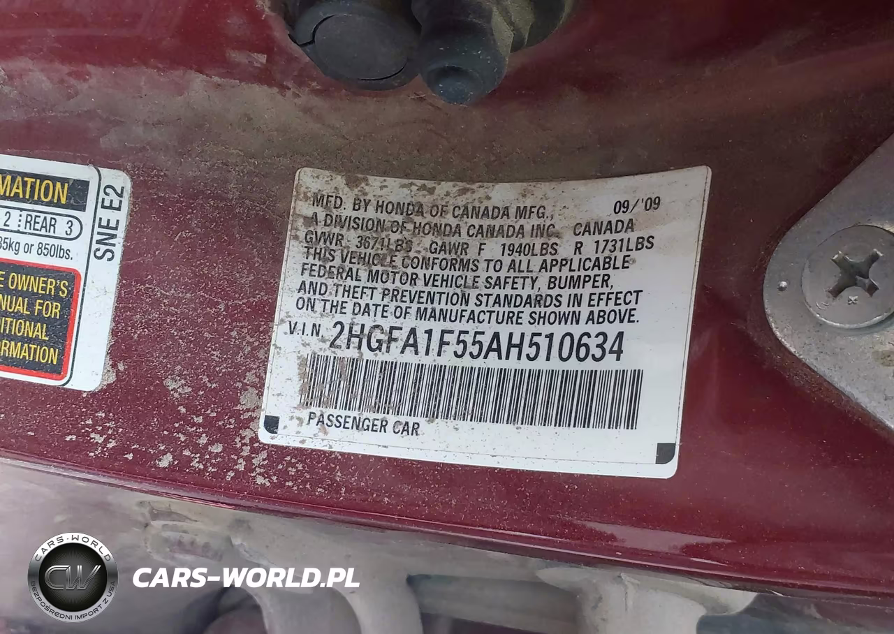 2010 Honda Civic Lx VIN:2HGFA1F55AH510634 - 9