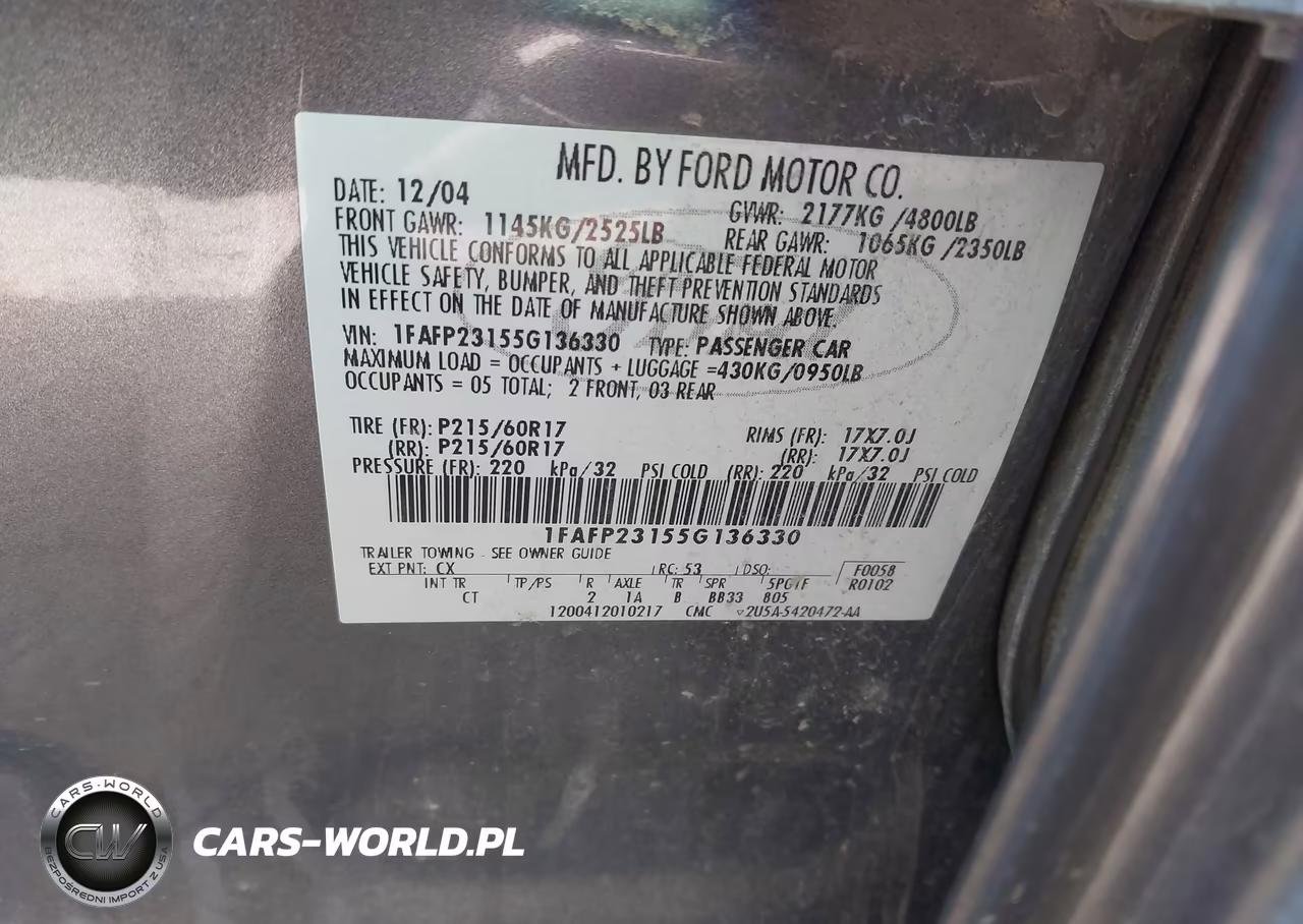 2005 Ford Five Hundred Se VIN:1FAFP23155G136330 - 9