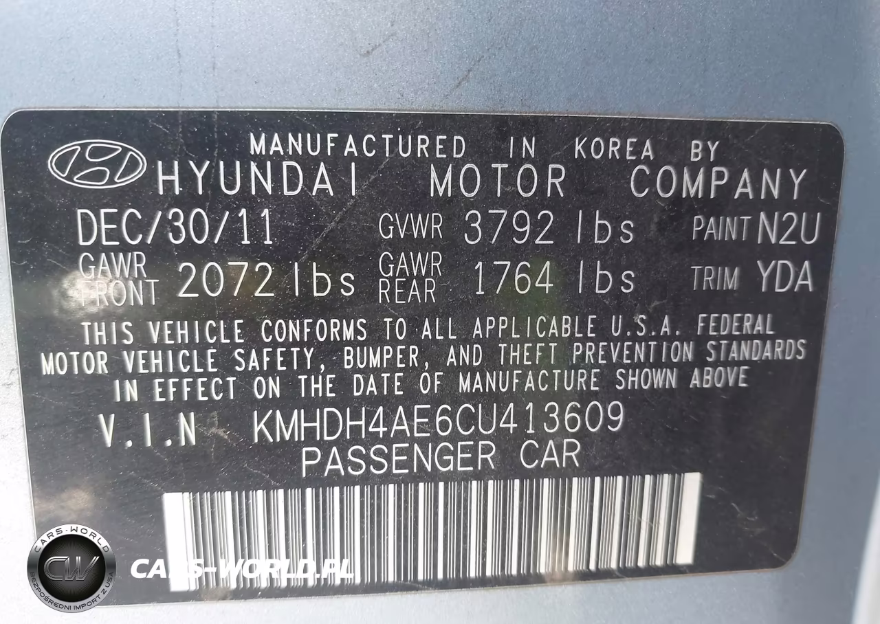 2012 Hyundai Elantra Gls (Ulsan Plant) VIN:KMHDH4AE6CU413609 - 9