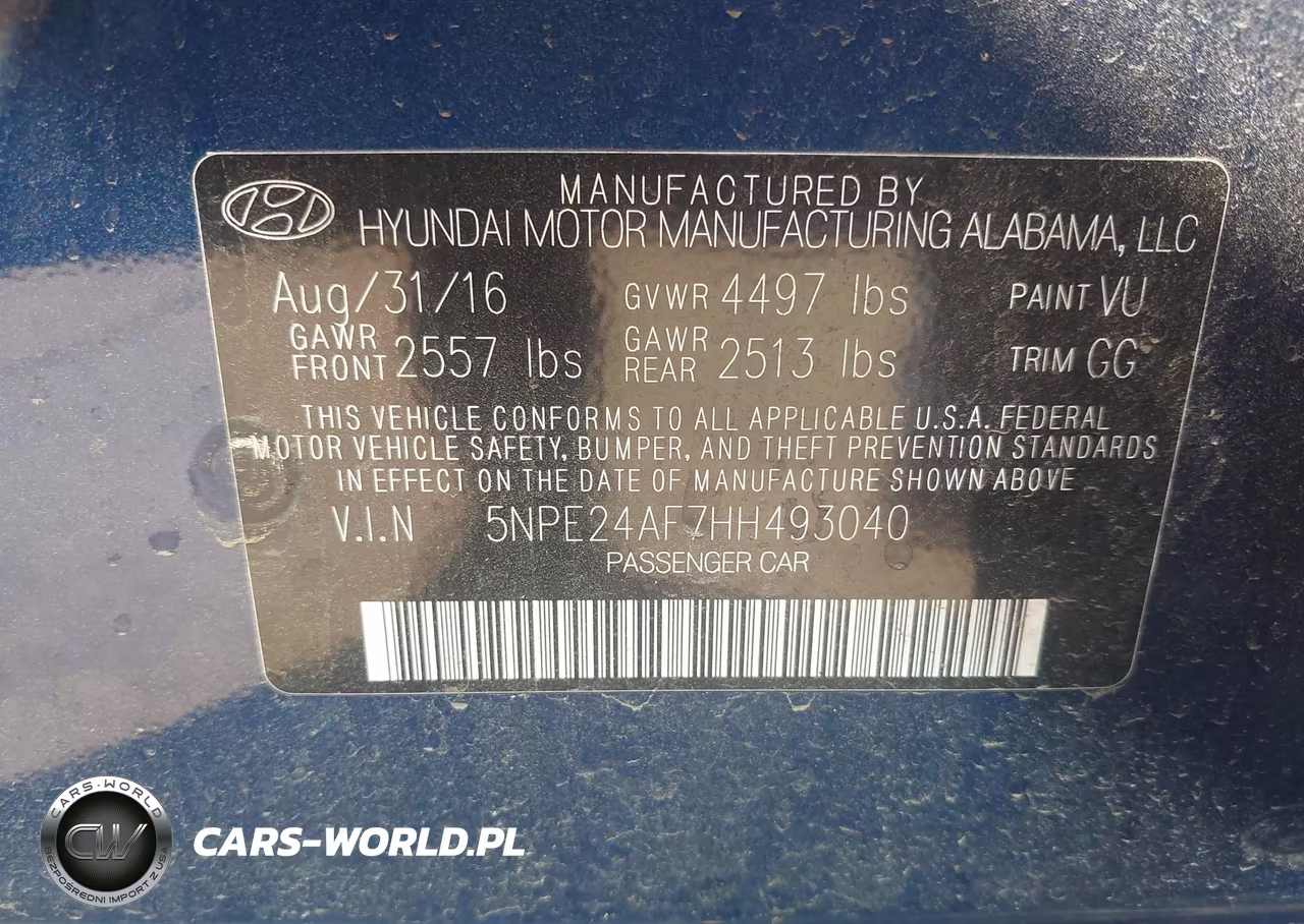 2017 Hyundai Sonata VIN:5NPE24AF7HH493040 - 9