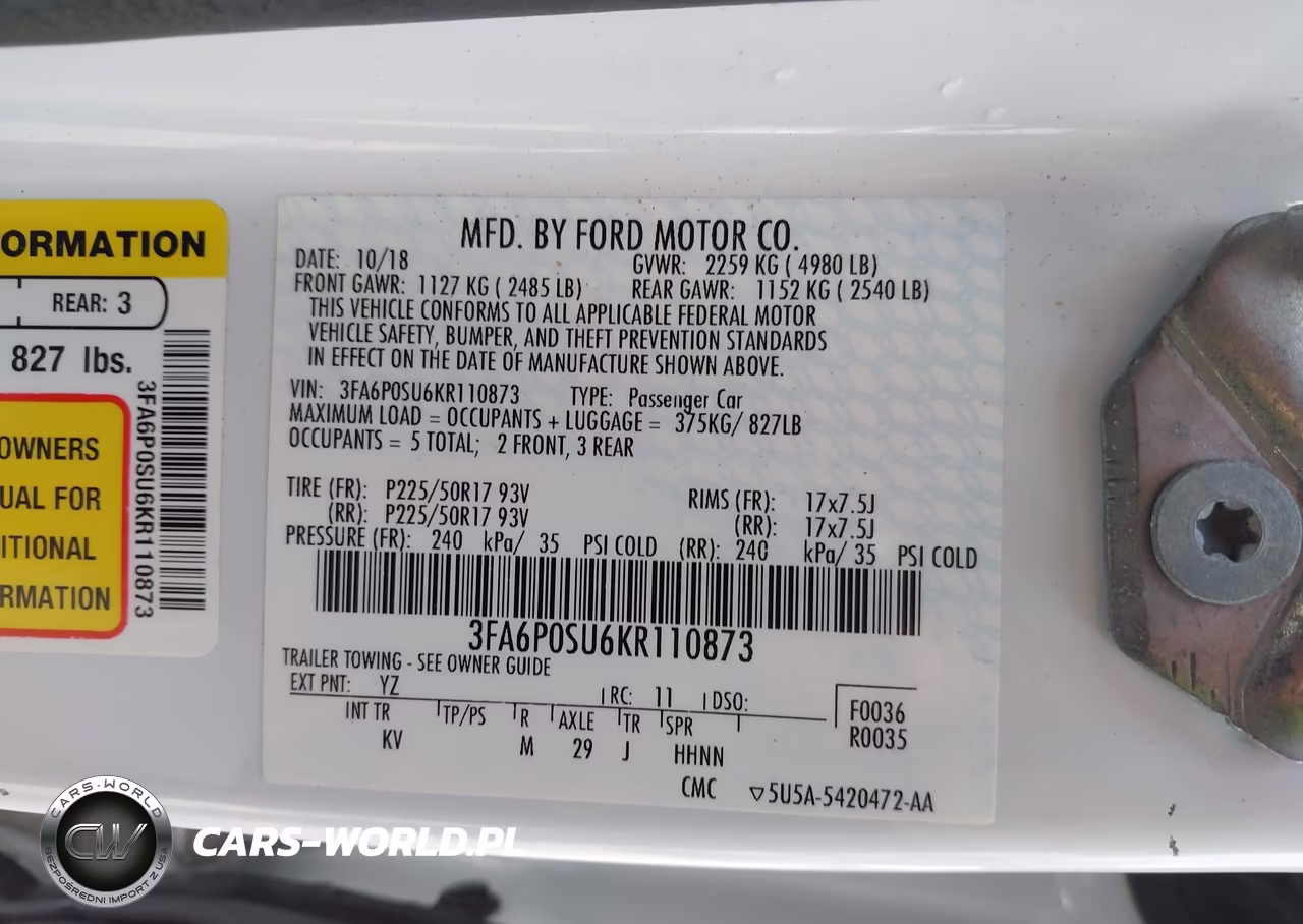 2019 Ford Fusion Energi Titanium VIN:3FA6P0SU6KR110873 - 9