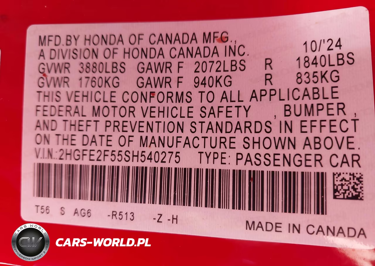 2025 Honda Civic Sport VIN:2HGFE2F55SH540275 - 9