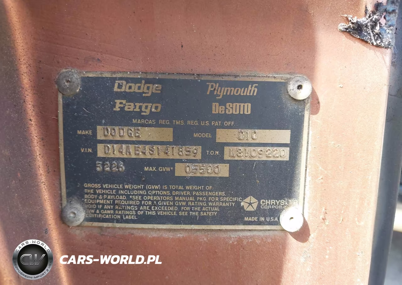 1974 Dodge D100 VIN:0000D14AE4S141859 - 9