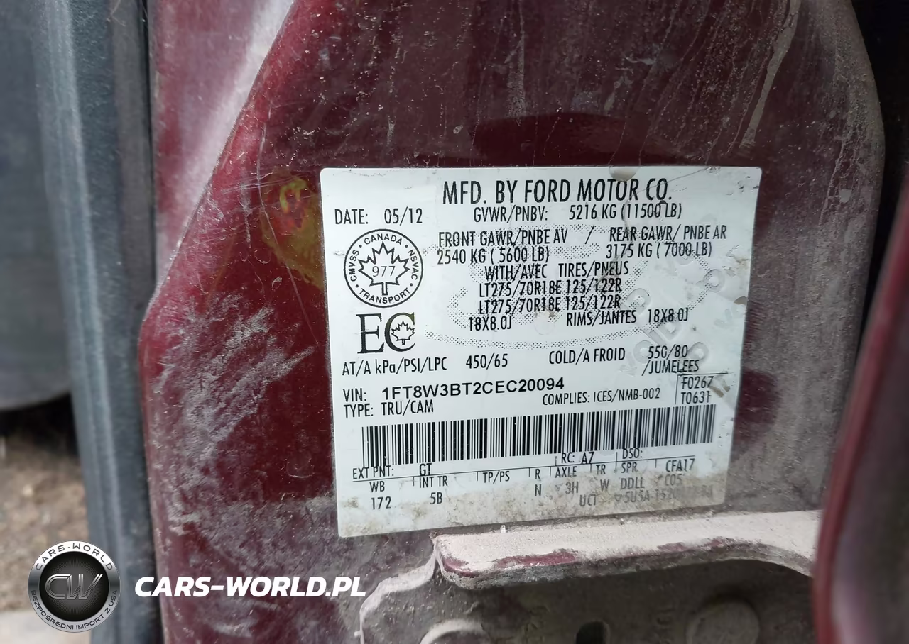 2012 Ford F-350 Lariat VIN:1FT8W3BT2CEC20094 - 8
