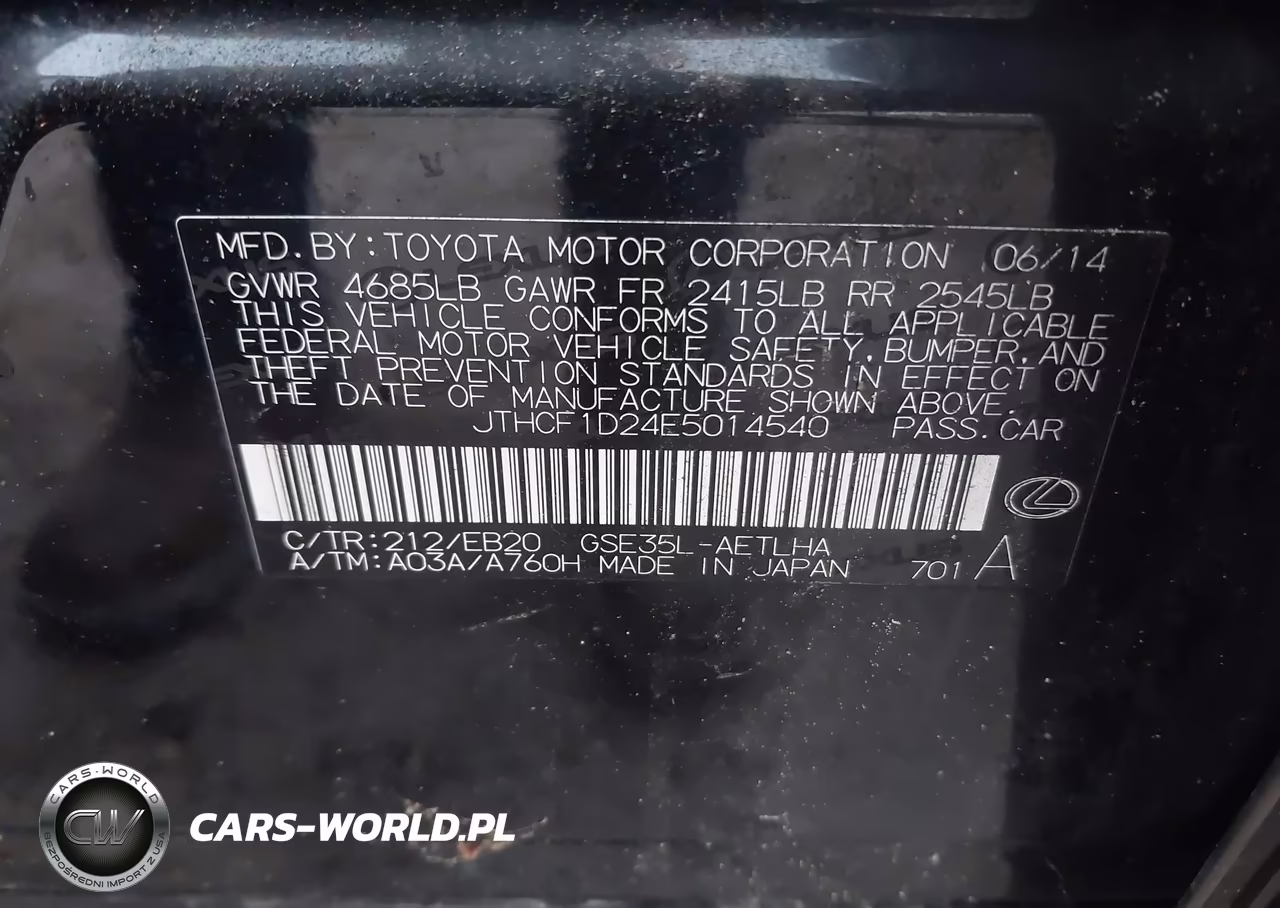 2014 Lexus Is 250 VIN:JTHCF1D24E5014540 - 9