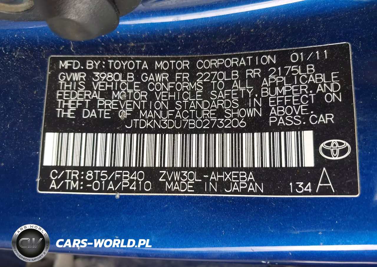 2011 Toyota Prius Two VIN:JTDKN3DU7B0273206 - 9