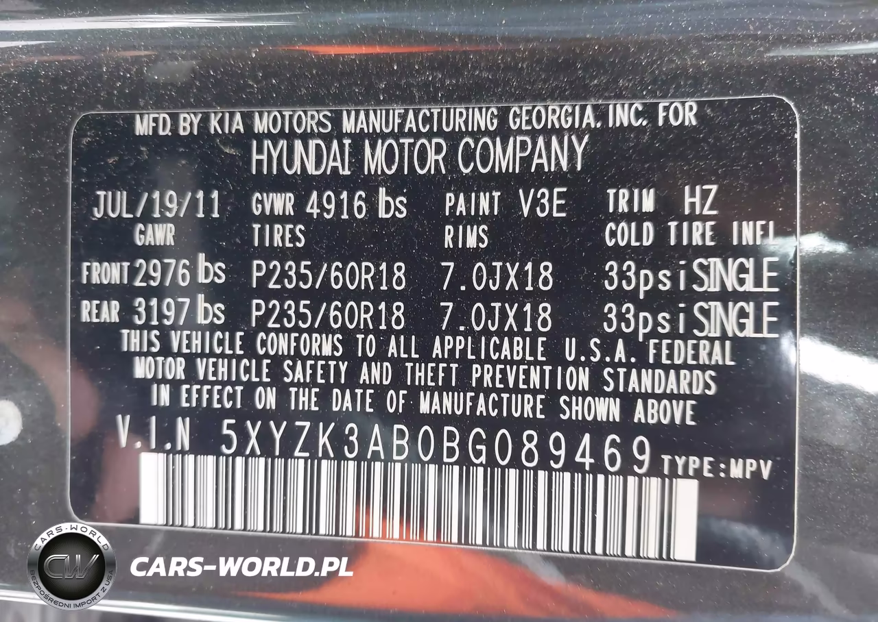 2011 Hyundai Santa Fe Limited VIN:5XYZK3AB0BG089469 - 9