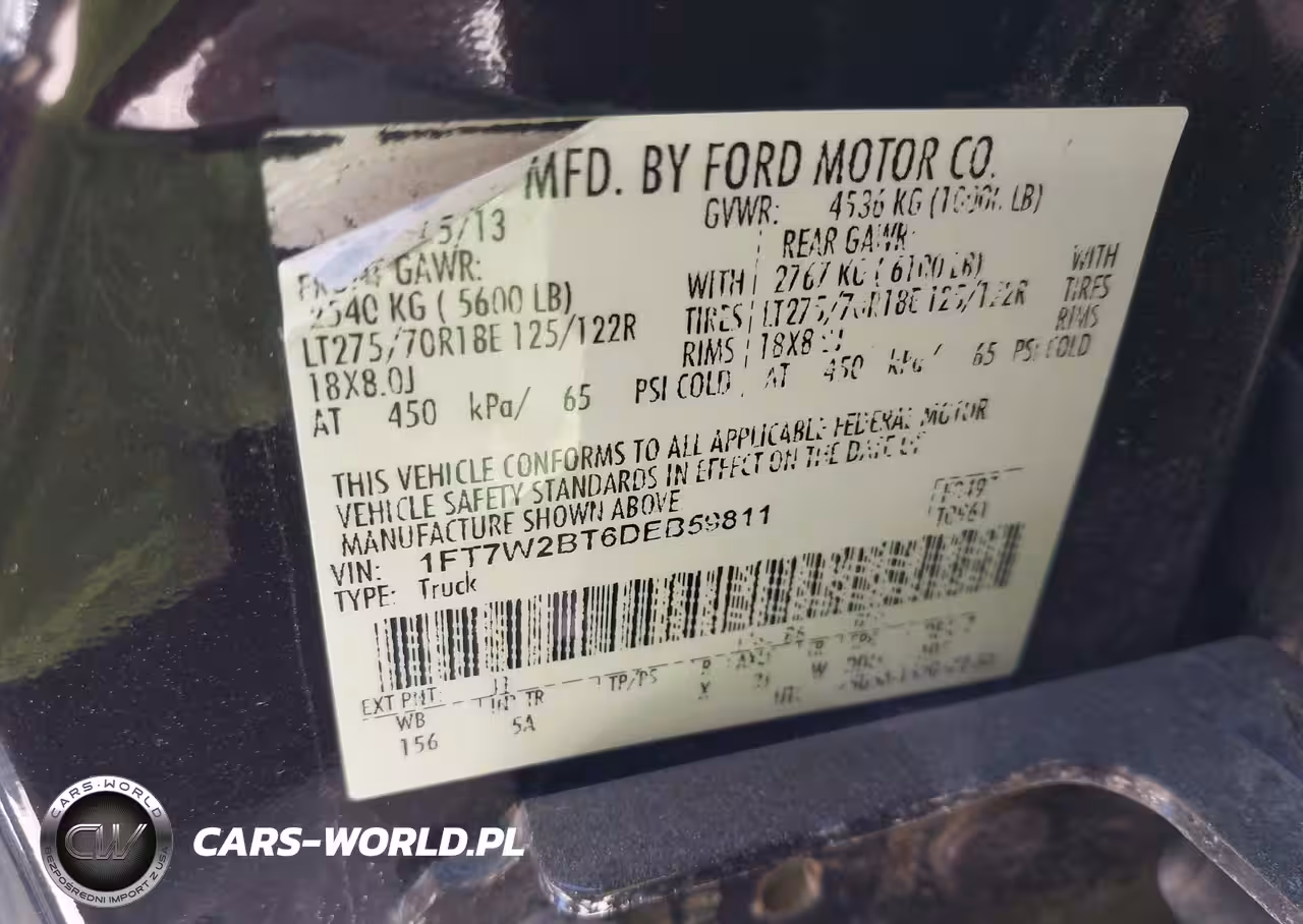 FORD F-250 VIN:1FT7W2BT6DEB59811 - 9