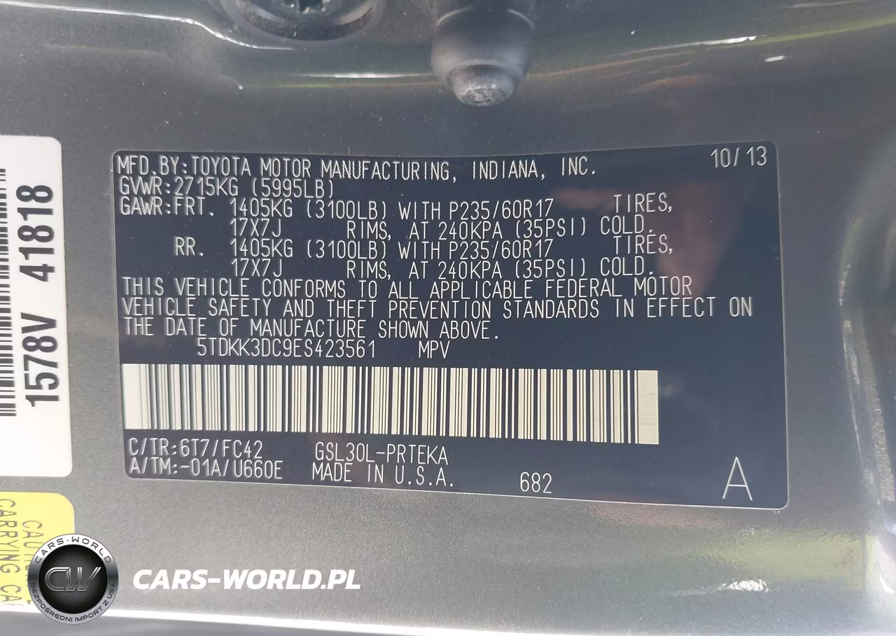 2014 Toyota Sienna Le V6 8 Passenger VIN:5TDKK3DC9ES423561 - 9