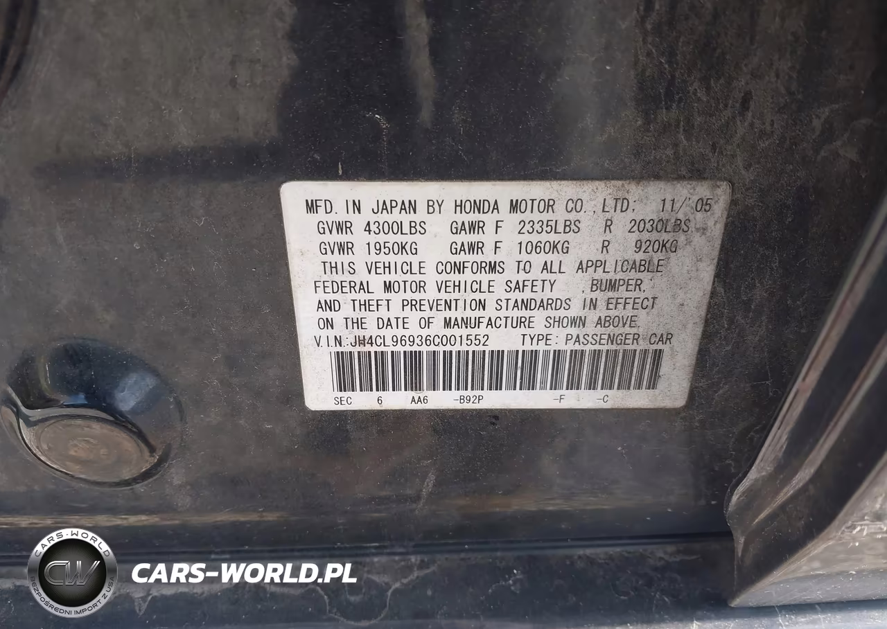 2006 Acura Tsx VIN:JH4CL96936C001552 - 9