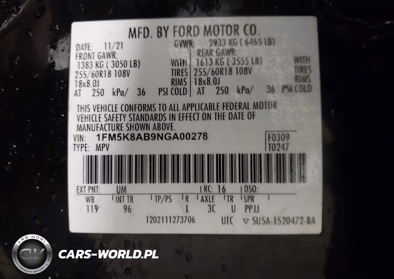 2022 Ford Police Interceptor VIN:1FM5K8AB9NGA00278 - 9