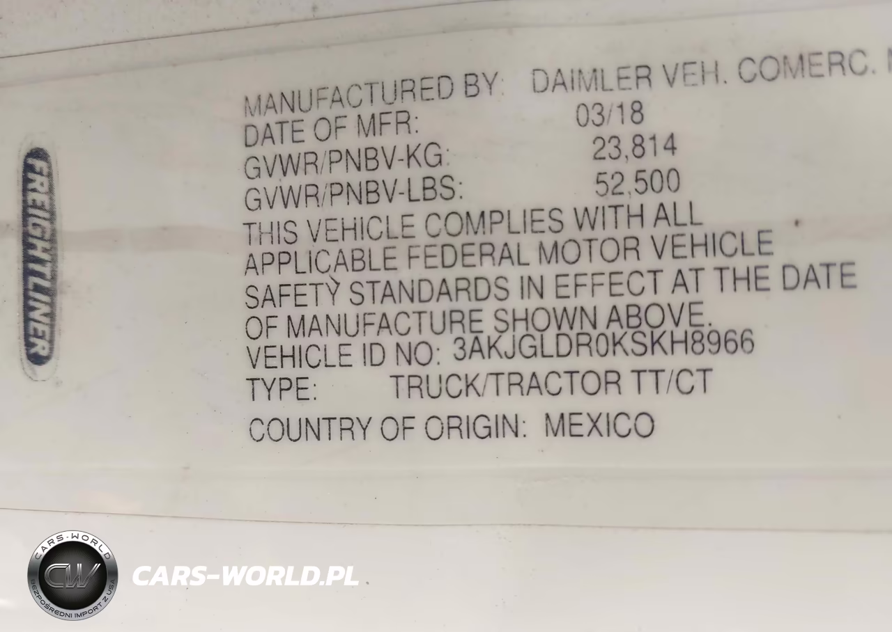 2019 Freightliner Cascadia 125 VIN:3AKJGLDR0KSKH8966 - 9
