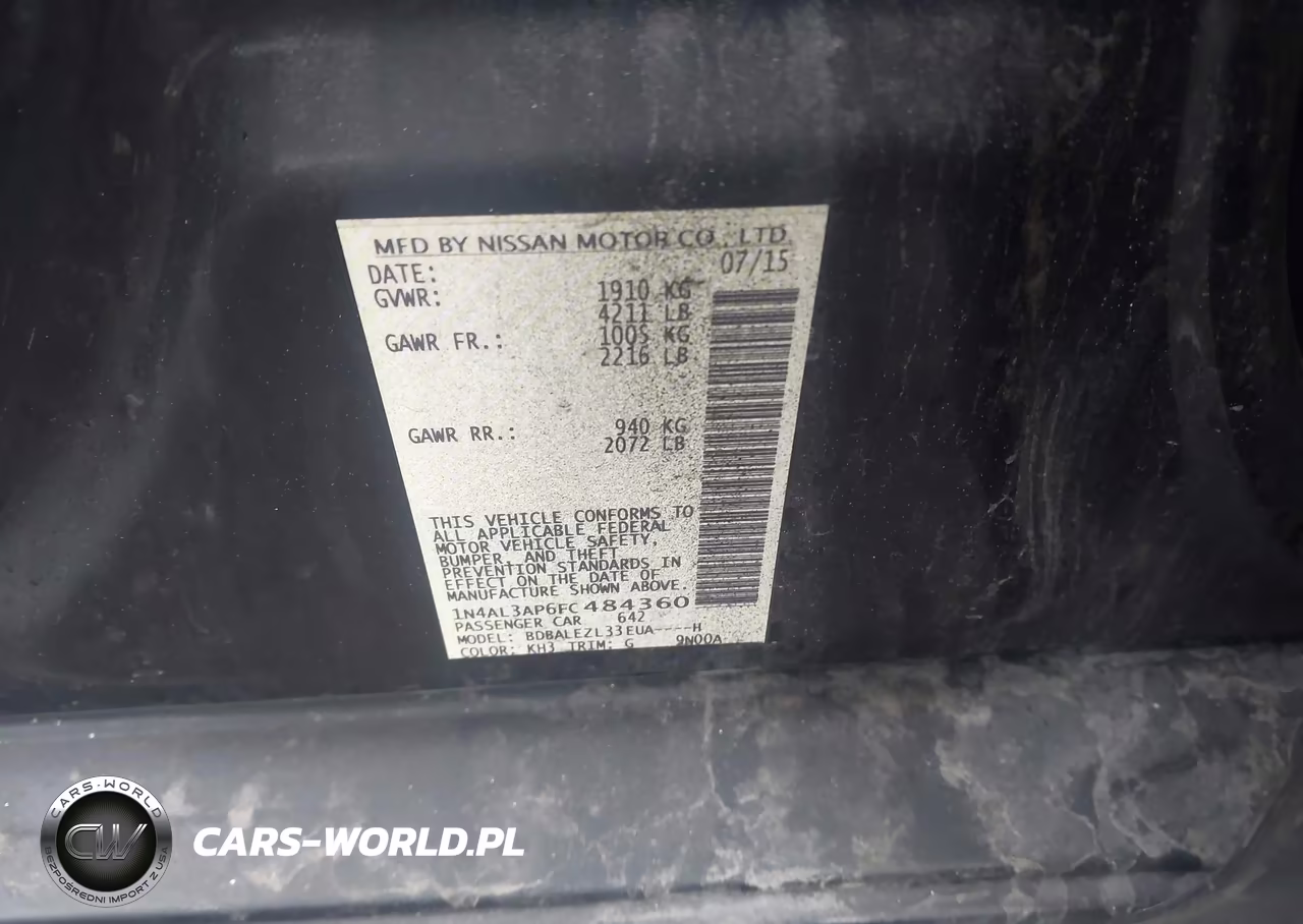 2015 Nissan Altima 2.5-2.5 S-2.5 Sl-2.5 Sv VIN:1N4AL3AP6FC484360 - 9