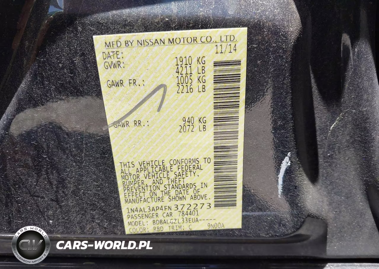 2015 Nissan Altima 2.5-2.5 S-2.5 Sl-2.5 Sv VIN:1N4AL3AP4FN372273 - 9