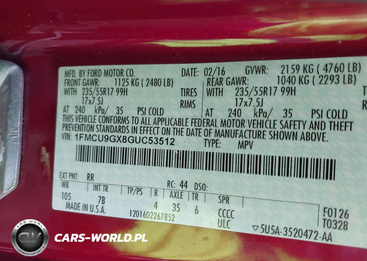 2016 Ford Escape Se VIN:1FMCU9GX8GUC53512 - 9