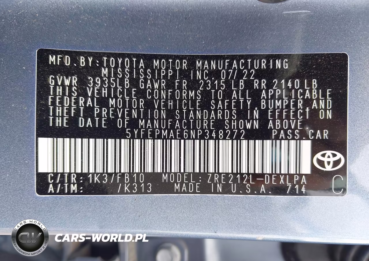 2022 Toyota Corolla Le VIN:5YFEPMAE6NP348272 - 9