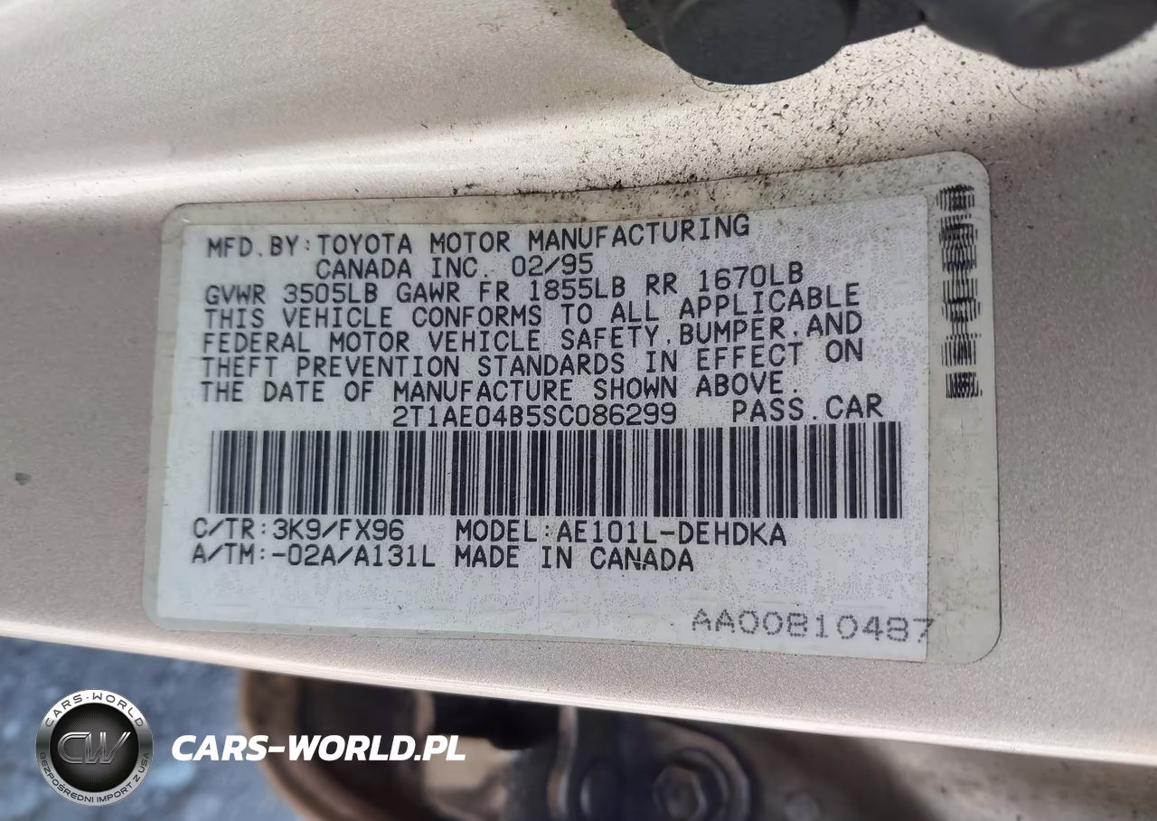 1995 Toyota Corolla VIN:2T1AE04B5SC086299 - 9