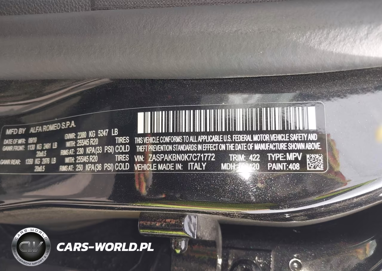 2019 Alfa Romeo Stelvio Ti Sport Awd VIN:ZASPAKBN0K7C71772 - 9