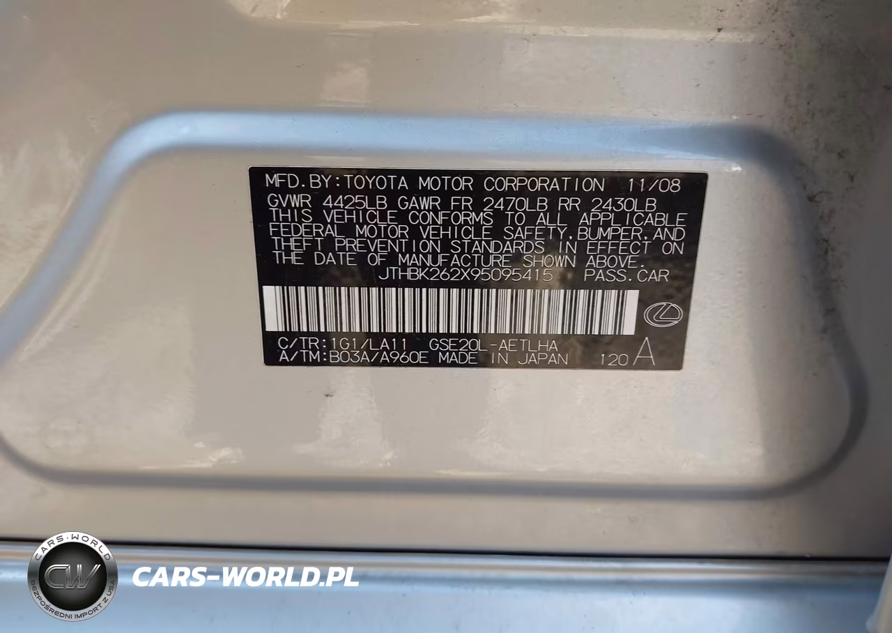 2009 Lexus Is 250 VIN:JTHBK262X95095415 - 9