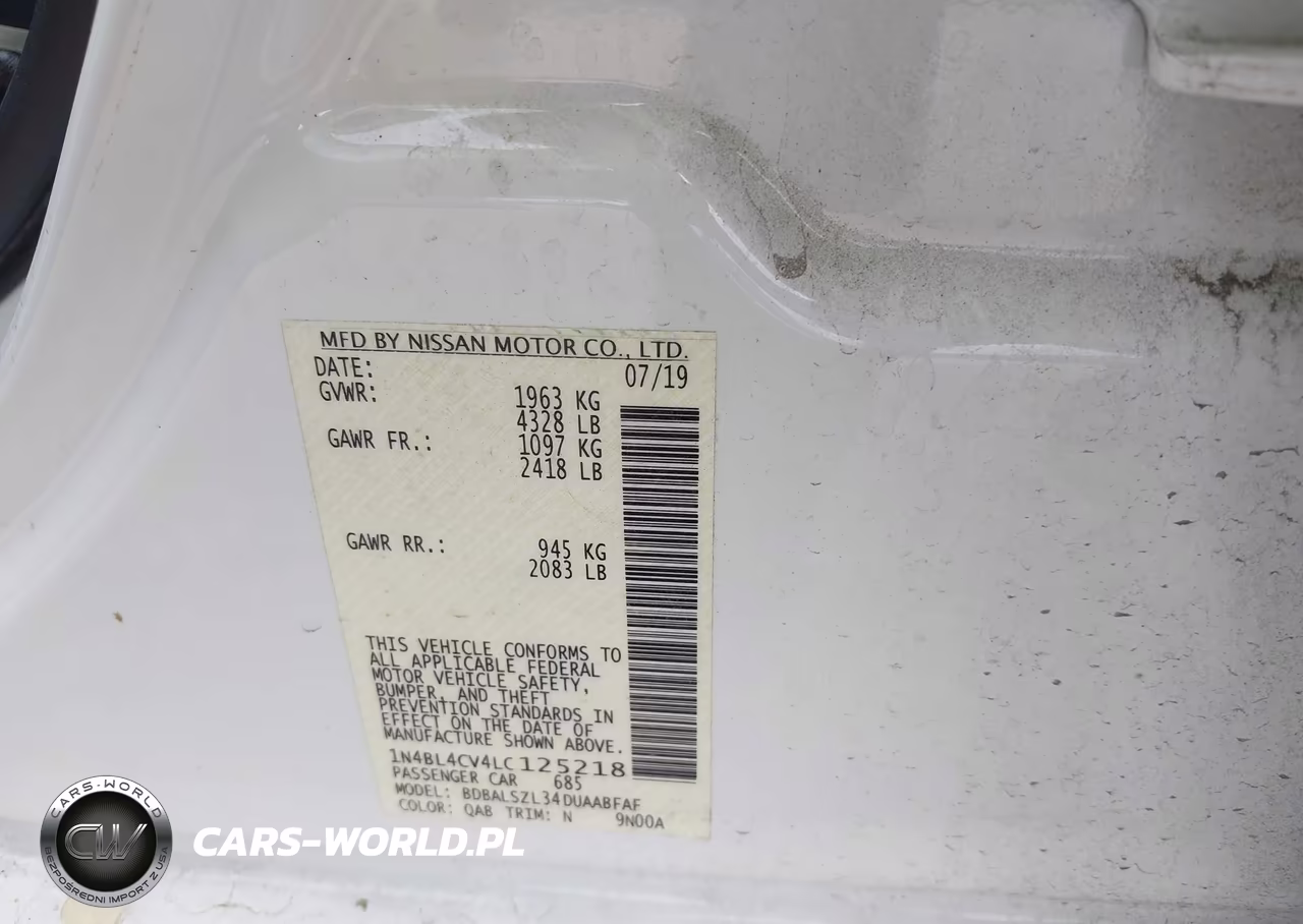 2020 NISSAN ALTIMA SR FWD VIN:1N4BL4CV4LC125218 - 9