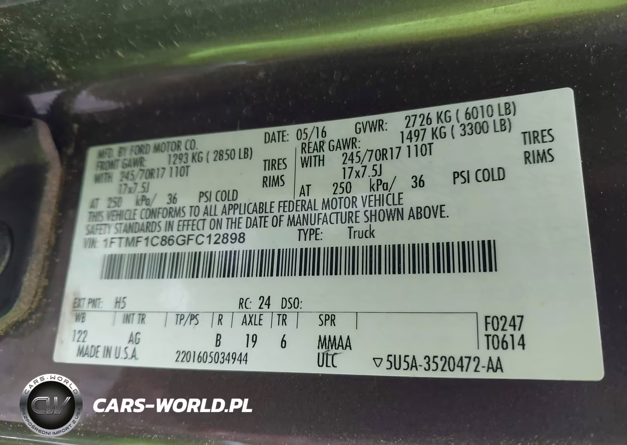 2016 Ford F-150 Xl VIN:1FTMF1C86GFC12898 - 9