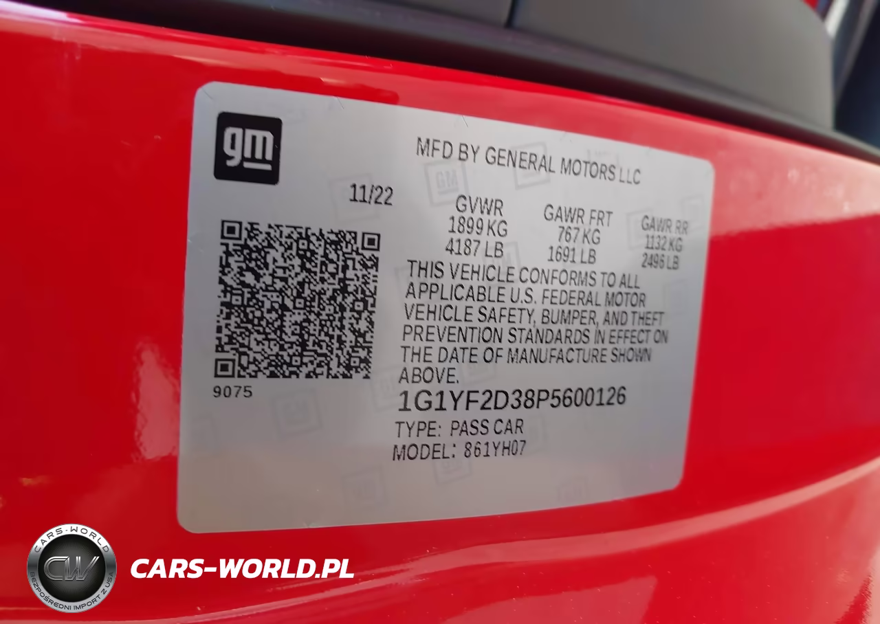 2023 Chevrolet Corvette Z06 Rwd 3Lz VIN:1G1YF2D38P5600126 - 9