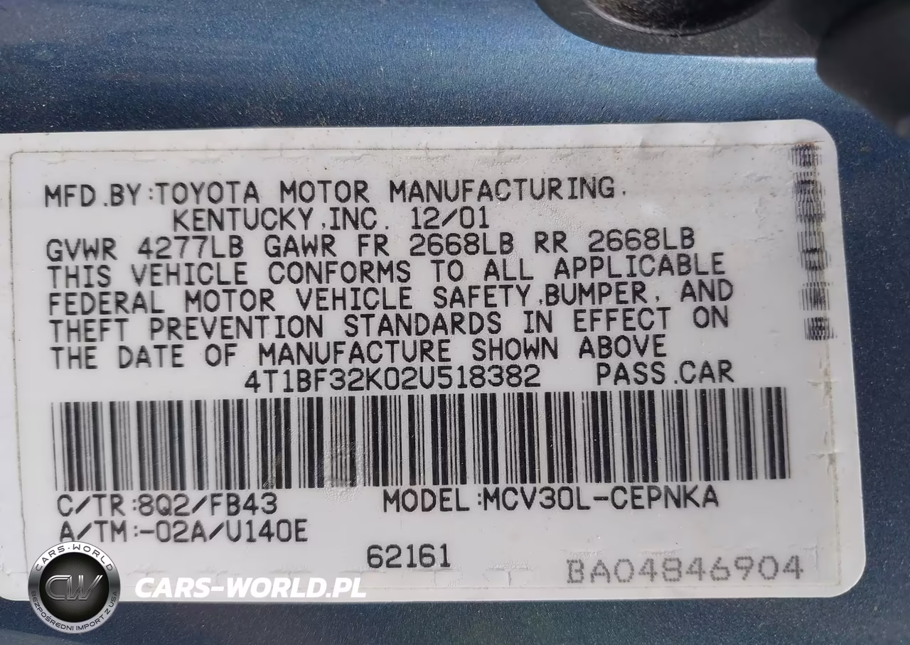 2002 Toyota Camry Le V6 VIN:4T1BF32K02U518382 - 9
