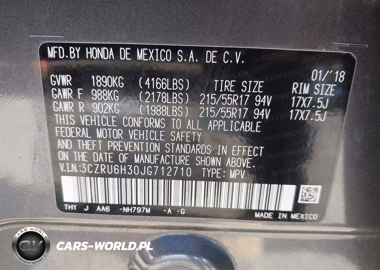 2018 Honda Hr-V Lx VIN:3CZRU6H30JG712710 - 9
