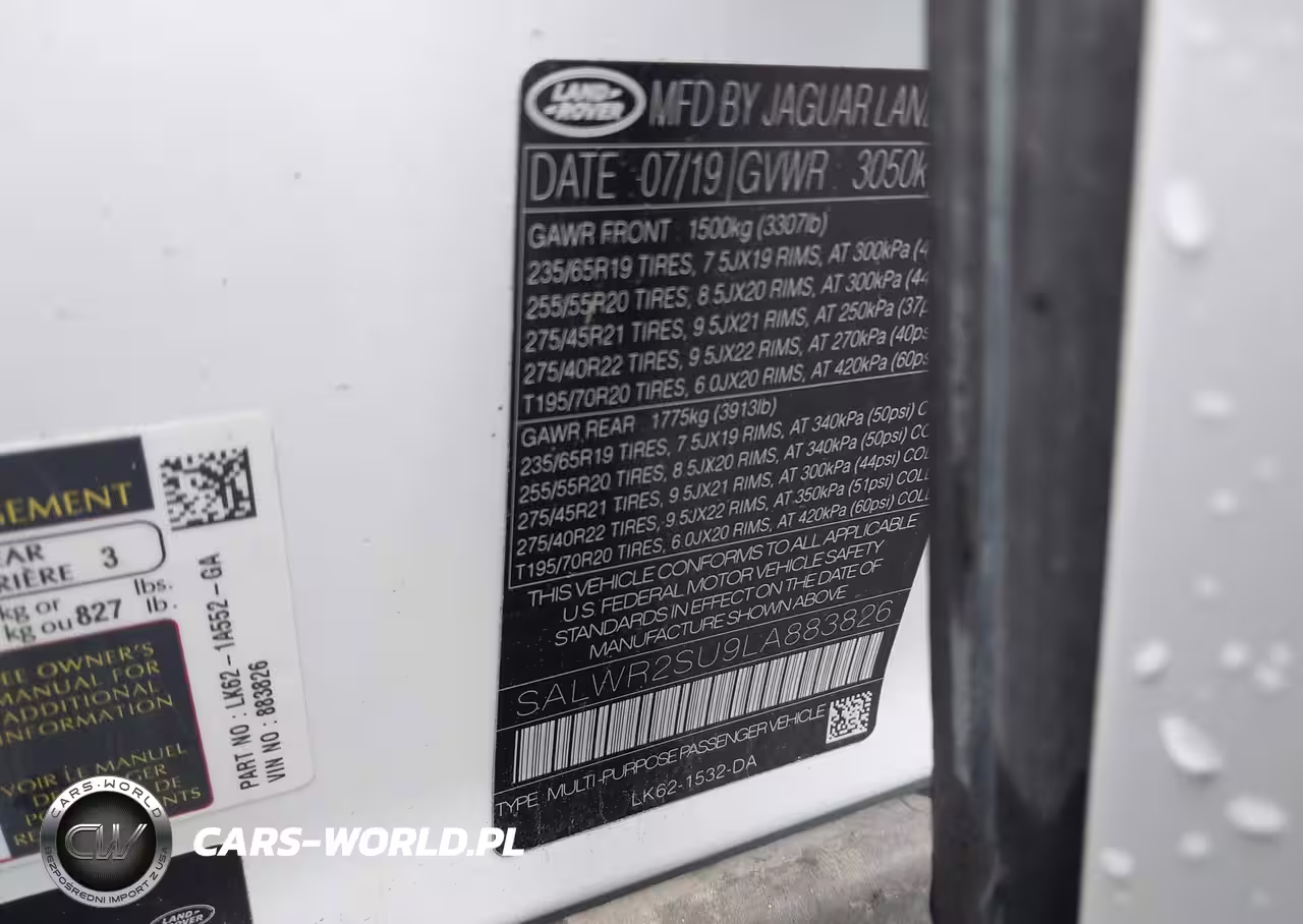 2020 Land Rover Range Rover Sport Hse Mhev VIN:SALWR2SU9LA883826 - 9