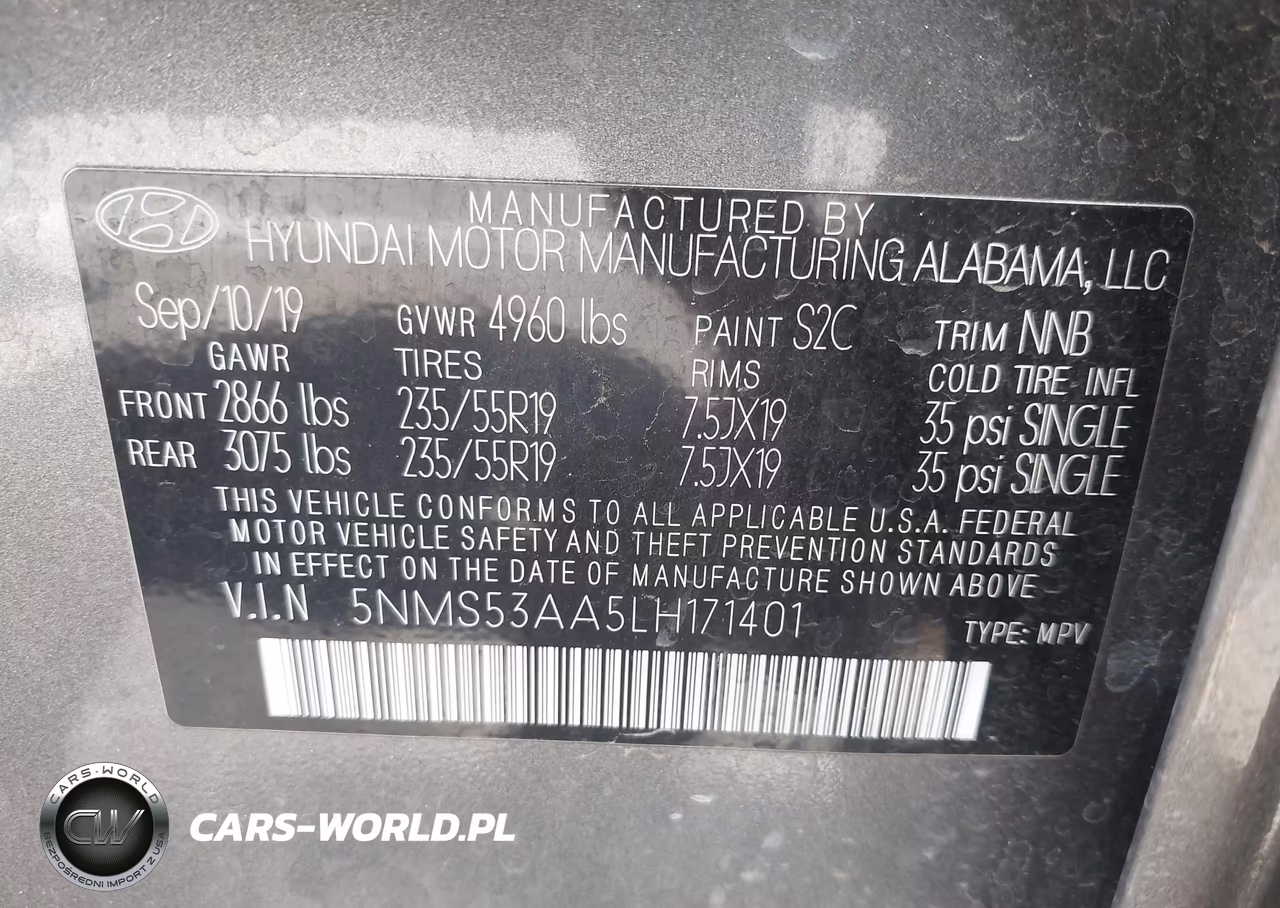 2020 Hyundai Santa Fe Limited 2.0T VIN:5NMS53AA5LH171401 - 9