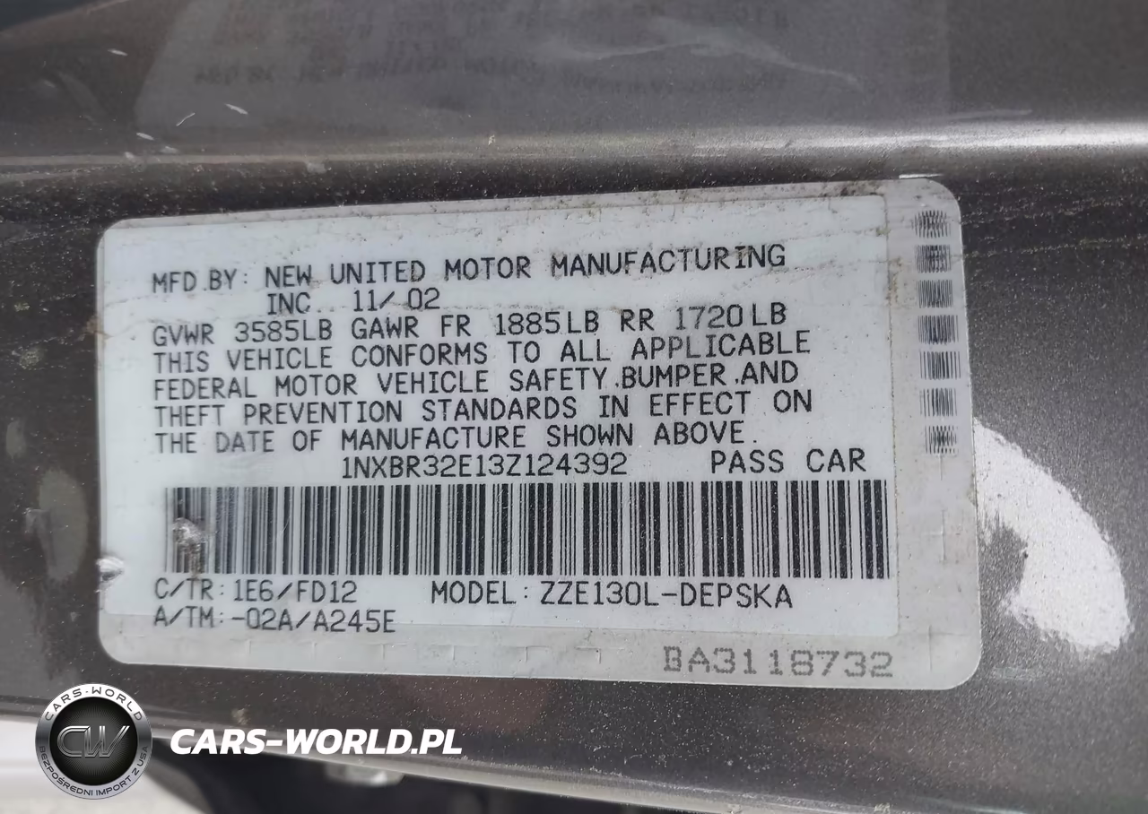 2003 Toyota Corolla S VIN:1NXBR32E13Z124392 - 9