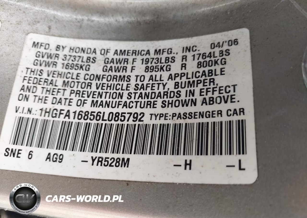 2006 Honda Civic Ex VIN:1HGFA16856L085792 - 9