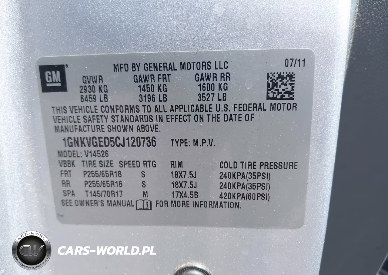 2012 Chevrolet Traverse 1Lt VIN:1GNKVGED5CJ120736 - 9